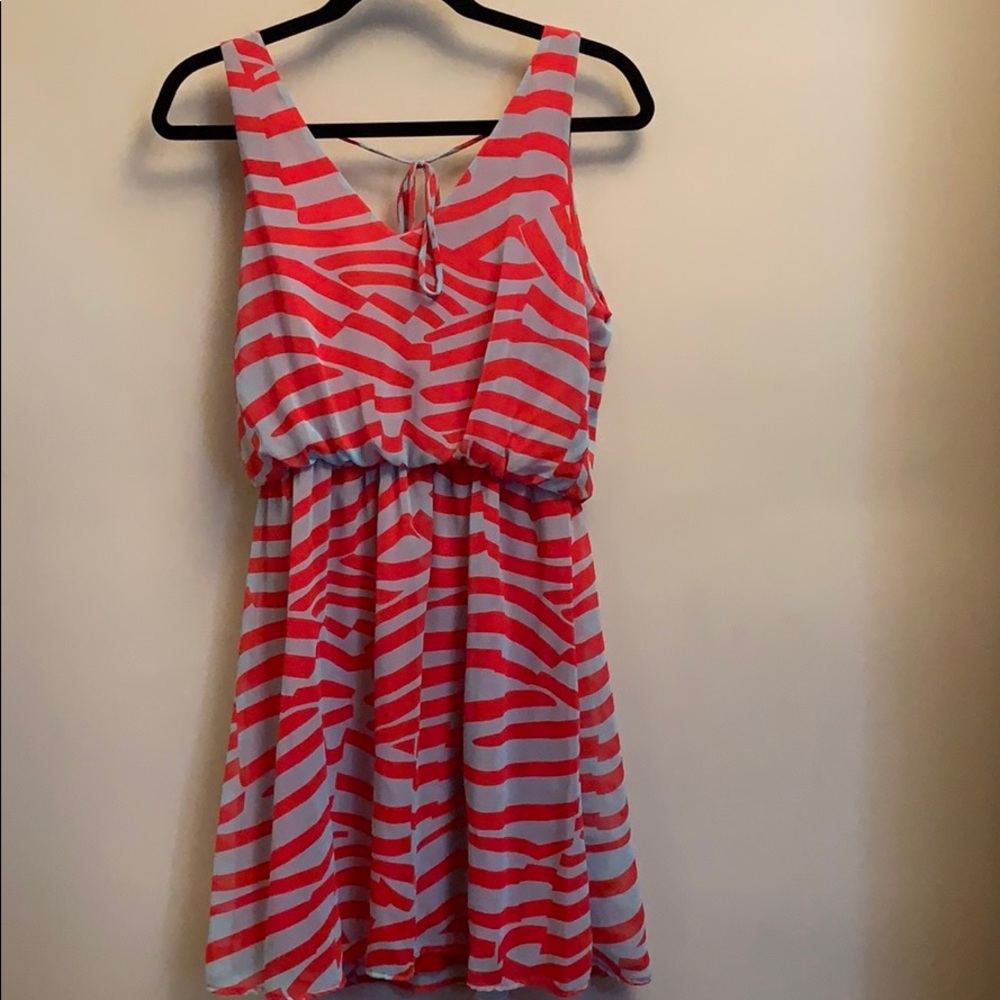 Sleeveless Red & Blue Dress